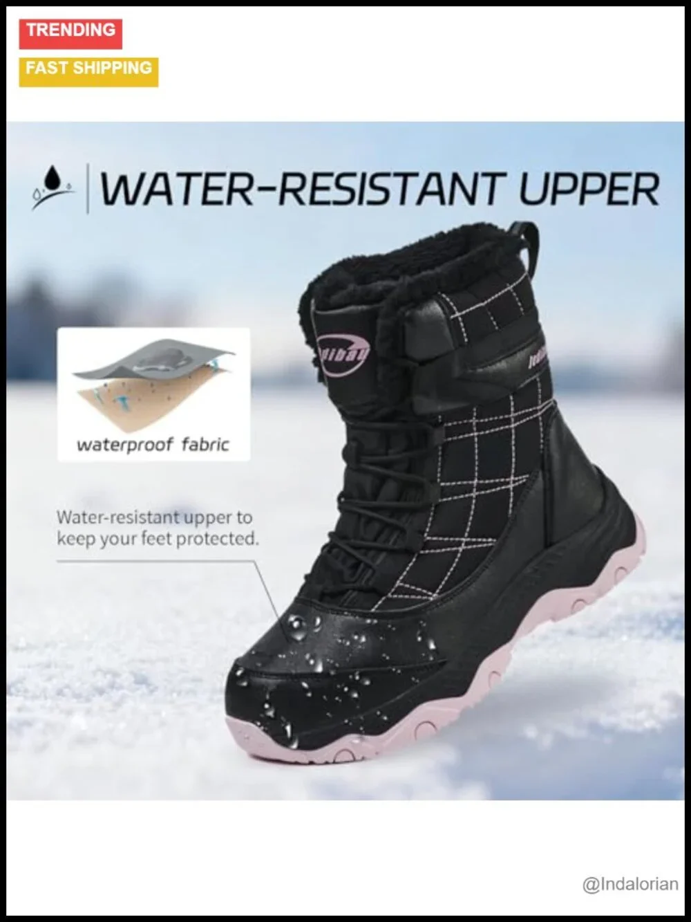 Waterproof Mid-Calf Snow Booties with Fleece Lining for Women